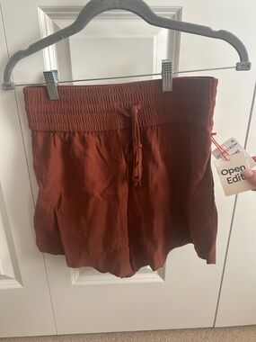 Nordstrom Open Edit High-Waist Rust Drawstring Shorts